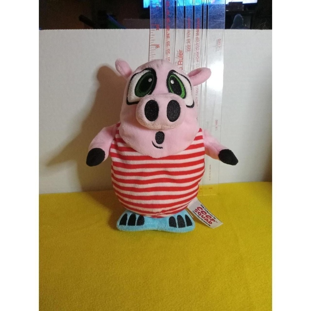 PlushCoop Squad Plush Pig Stuffed Animal Toy Red White Striped Shirt Blue Shoes